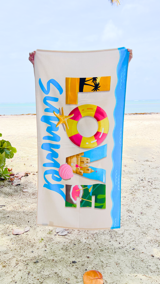 Beach Towel - "LOVE" 100% Cotton Velour 30x60"