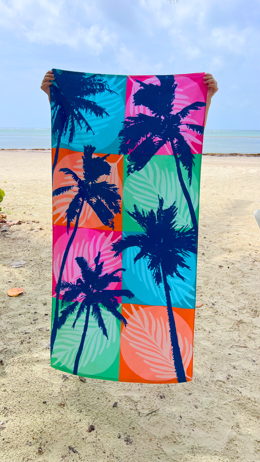 PALMS Beach Towel 100% Cotton Velour 30x60 Inch