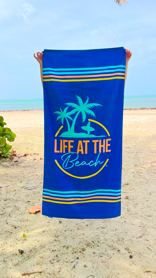 Beach Towel  - "LIFE"  100% Cotton Velour 30x60"